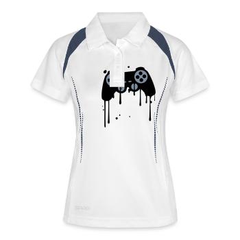 contrôleur de graffiti s'égoutter splash couleur k - Polo respirant Femme - blanc/marine - Devant