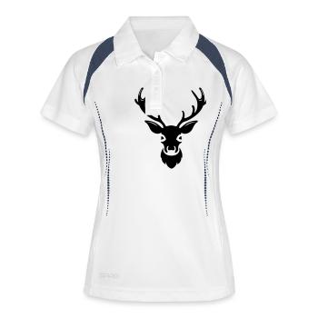 Hirsch - Frauen Polo atmungsaktiv - Weiß/Navy - Vorne