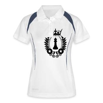 dame_schach_symbol - Polo respirant Femme - blanc/marine - Devant