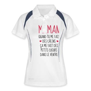 Maman - Fête des Mères - Bébé - Naissance - Baby - Polo respirant Femme - blanc/marine - Devant