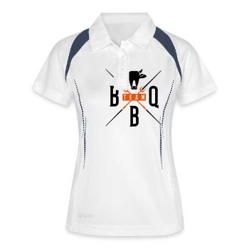 bbq team grill - Frauen Polo atmungsaktiv - Weiß/Navy - Vorne
