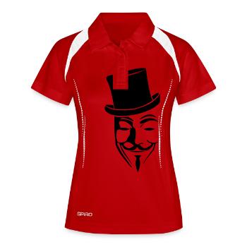 Anonymous Zylinder - Frauen Polo atmungsaktiv - Weiß/Navy - Vorne