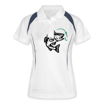 Pêche au brochet - Polo respirant Femme - blanc/marine - Devant