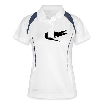 krokodil_schwarz_65 - Frauen Polo atmungsaktiv - Weiß/Navy - Vorne