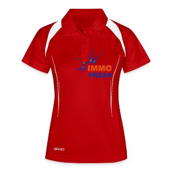 IMMO FREAK - Frauen Polo atmungsaktiv - Weiß/Navy - Vorne