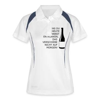 Wein sofort entkorken Alkohol - Frauen Polo atmungsaktiv - Weiß/Navy - Vorne