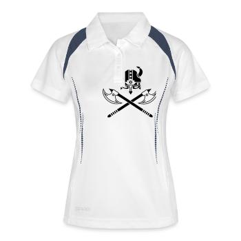 Wikinger Viking - Frauen Polo atmungsaktiv - Weiß/Navy - Vorne