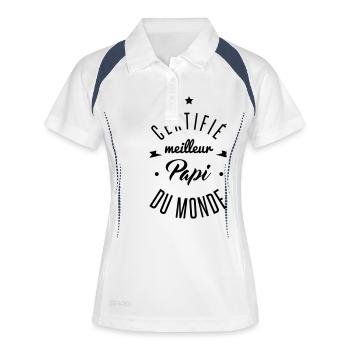 certifié meilleur papi - Polo respirant Femme - blanc/marine - Devant