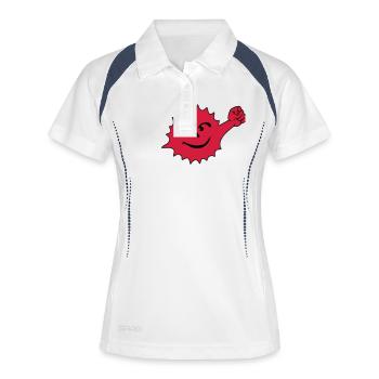 Atomkraft Faust dagegen Geschenkidee Nein Symbol - Frauen Polo atmungsaktiv - Weiß/Navy - Vorne