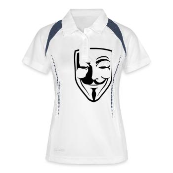 Anonymous Mask Guy Fawks - Frauen Polo atmungsaktiv - Weiß/Navy - Vorne