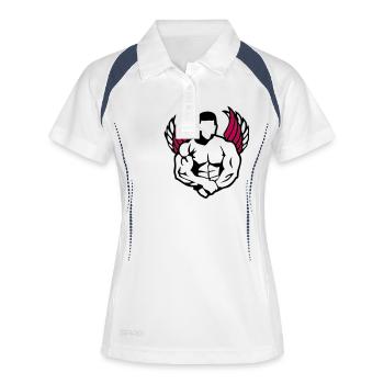 bodybuilder3 Supermuskel Flügel body1 - Frauen Polo atmungsaktiv - Weiß/Navy - Vorne