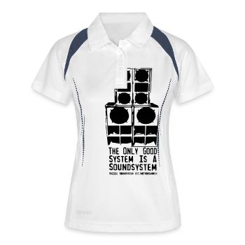 The only Good System is a Soundsystem new white - Frauen Polo atmungsaktiv - Weiß/Navy - Vorne