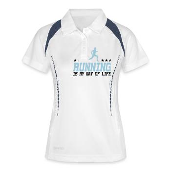 running is my way of life male 2c - Women's Polo breathable - white/navy - Front