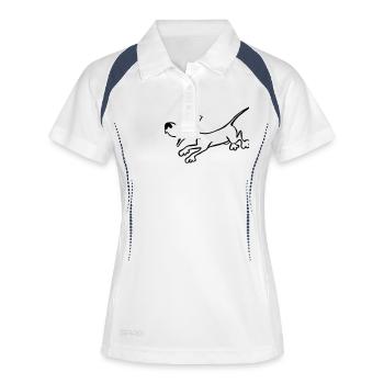 Hund - Frauen Polo atmungsaktiv - Weiß/Navy - Vorne