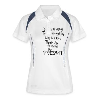 Aujourd'hui est un cadeau citations de la vie - Polo respirant Femme - blanc/marine - Devant