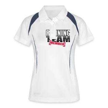 courir membre de l'équipe - Polo respirant Femme - blanc/marine - Devant