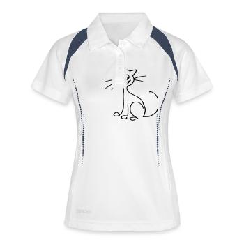 Katze - Frauen Polo atmungsaktiv - Weiß/Navy - Vorne