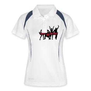 40 - Frauen Polo atmungsaktiv - Weiß/Navy - Vorne