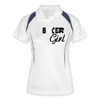 Biker Girl - Frauen Polo atmungsaktiv - Weiß/Navy - Vorne