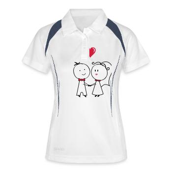 ehepaar_2 - Frauen Polo atmungsaktiv - Weiß/Navy - Vorne