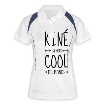 Kinésithérapie / Kiné / Masseur / Docteur - Polo respirant Femme - blanc/marine - Devant