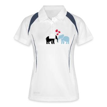 elefanten_liebe - Frauen Polo atmungsaktiv - Weiß/Navy - Vorne