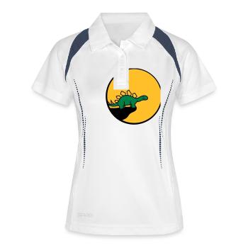 cool klippe mond nacht heulen wolf werwolf stegosa - Frauen Polo atmungsaktiv - Weiß/Navy - Vorne