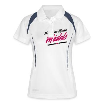 nie ohne meine mädels - Frauen Polo atmungsaktiv - Weiß/Navy - Vorne