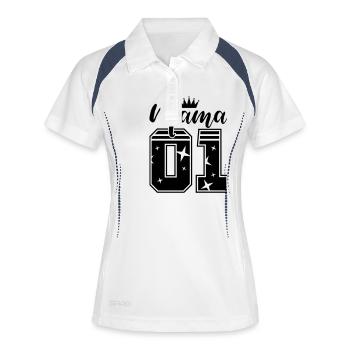 mama 01 krone - Frauen Polo atmungsaktiv - Weiß/Navy - Vorne