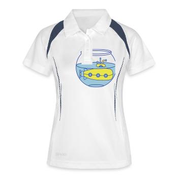 Drôle Petit Sous-marin Poisson Rouge Bol Aquarium Fun - Polo respirant Femme - blanc/marine - Devant