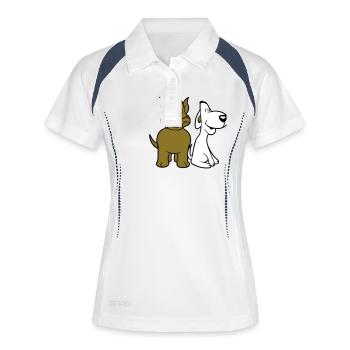 Chien Chat Deux Amis Équipe Chaton 2 Duo Équipage - Polo respirant Femme - blanc/marine - Devant
