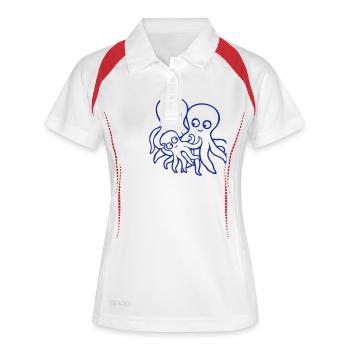 Pieuvre Maman Papa Enfant Bébé Mère Père Famille - Polo respirant Femme - blanc/marine - Devant