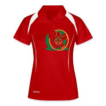 retro wheel - Frauen Polo atmungsaktiv - Weiß/Navy - Vorne