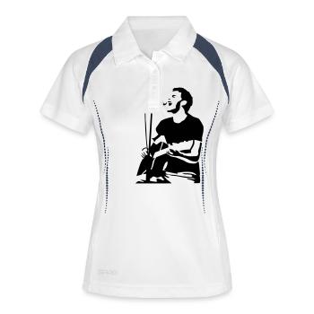 shouter_blanko - Frauen Polo atmungsaktiv - Weiß/Navy - Vorne