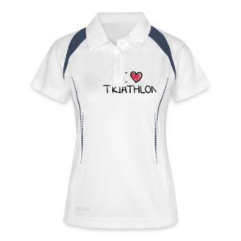 i_love_triathlon__f2 - Polo respirant Femme - blanc/marine - Devant