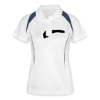 Insel Langeoog Silhouette - Frauen Polo atmungsaktiv - Weiß/Navy - Vorne