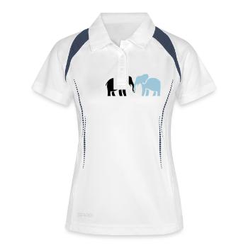 elefanten_2 - Frauen Polo atmungsaktiv - Weiß/Navy - Vorne