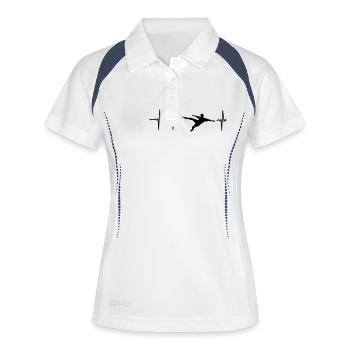 MEIN HERZ SCHLÄGT FÜR FUSSBALL! - Frauen Polo atmungsaktiv - Weiß/Navy - Vorne