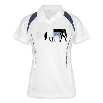 Mare and Foal Horse Design - Polo respirant Femme - blanc/marine - Devant