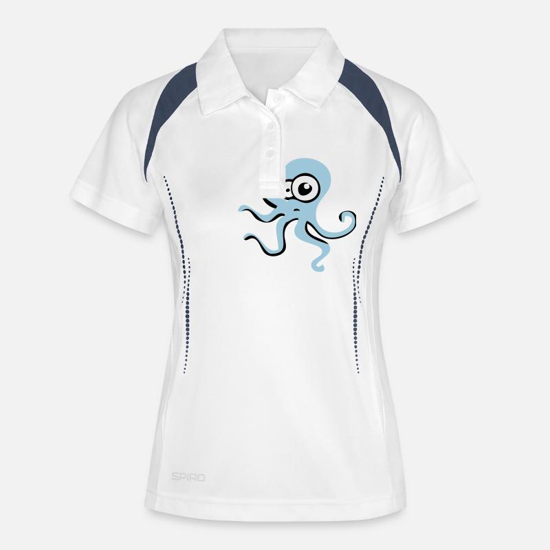 Pieuvre - Polo respirant Femme - blanc/marine