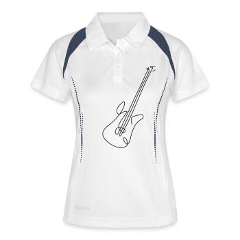 one line guitar - Frauen Polo atmungsaktiv - Weiß/Navy - Vorne