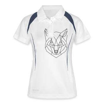 Wolf Low Polygon Wolf Low Poly Wolf Kopf 3D Netz - Frauen Polo atmungsaktiv - Weiß/Navy - Vorne