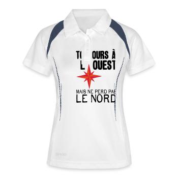 citation toujours ouest perd pas nord rose vents h - Polo respirant Femme - blanc/marine - Devant