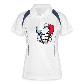 rugby2 france corps muscle drapeau - Polo respirant Femme - blanc/marine - Devant