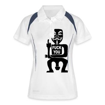 fuck you - Frauen Polo atmungsaktiv - Weiß/Navy - Vorne