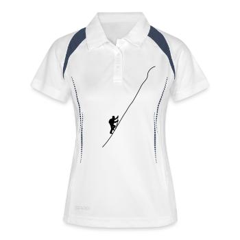 Bergwanderer an steilem Hang - Frauen Polo atmungsaktiv - Weiß/Navy - Vorne