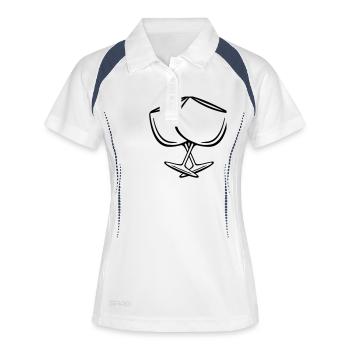 wine glasses - Frauen Polo atmungsaktiv - Weiß/Navy - Vorne