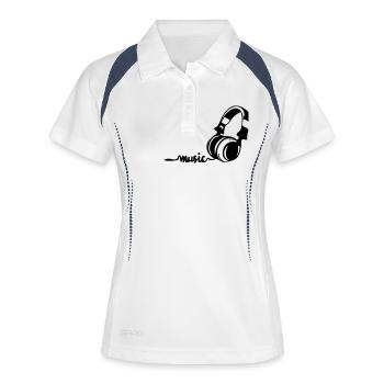 musique - Polo respirant Femme - blanc/marine - Devant