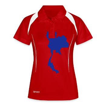 Thailand - Frauen Polo atmungsaktiv - Weiß/Navy - Vorne