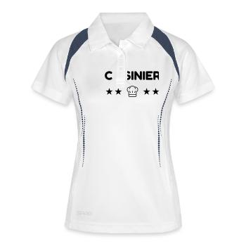 Cuisinier / Cuisine / Barbecue / Cuisinière - Polo respirant Femme - blanc/marine - Devant